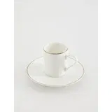 Reserved porcelanasta skodelica s krožnikom - bela