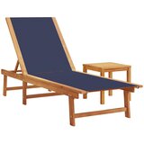  Ležaljka za sunčanje sa stolićem plave od bagrema i tekstilena | shoptok.hr