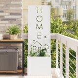 vidaXL Vrtno korito z dekorativno ploščo Bela 50 x 140 cm Mnogi jeklo | Shoptok.si