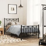 Maison Chic Kovinski Posteljni okvir - Enojna postelja - Postelja za odrasle z vzglavjem in vznožjem črn 75x190 cm, (21695659) | Shoptok.si