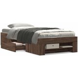 vidaXL Posteljni okvir rjav hrast 75x190 cm inženirski les | Shoptok.si