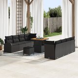 vidaXL 11-delni vrtni kavč set z blazinami črni poli ratan | Shoptok.si