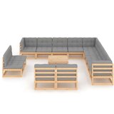  Sedežna garnitura 14-delna z blazinami trdna borovina | Shoptok.si
