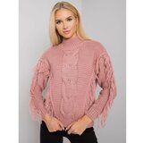 Fashion Hunters rue paris dusty pink turtleneck sweater with fringes Cene