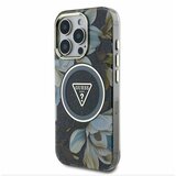 Guess IML Glitter Magnolia and Triangle Logo MagSafe Zadní Kryt pro iPhone 16 Pro Max Black Ovitek za telefon Vijolična | Shoptok.si