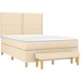  Krevet s oprugama i madracem krem 140x200 cm od tkanine | shoptok.hr