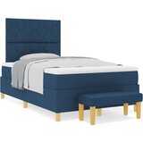 vidaXL Box Spring Postelja z Vzmetnico & Klopejo Modra 120x190 cm Tkanina, (22080785) | Shoptok.si