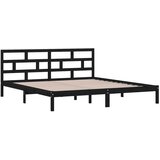  Okvir za krevet od masivnog drva crni 140 x 190 cm | shoptok.hr