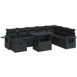 vidaXL 9-dijelni set vrtnih sofa s jastucima crni od poliratana | shoptok.hr