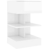 Furnova Nočna omarica visok sijaj bela 40x35x65 cm iverna plošča, (21927453) | Shoptok.si