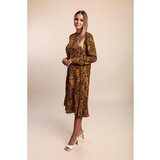 Fenzy Midi Obleka S Potiskom, Rjava | Shoptok.si