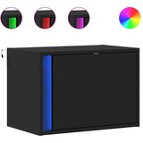 vidaXL Stenska nočna omarica z LED lučkami črna | Shoptok.si
