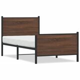 Maison Chic Kovinski Posteljni okvir - Enojna postelja - Postelja za odrasle brez vzmetnice rjavi hrast 90x200 cm, (21696853) | Shoptok.si