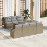 vidaXL 8-delni vrtni sedežni set z blazinami bež poly ratan | Shoptok.si