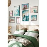 Wallxpert set od 8 uramljenih slika Çgs-004, obalni kaubojski motivi – kaubojke na plaži, surf, spasilačka kućica i panoramski točak, crni ram | Eponuda.com