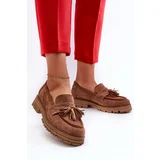 Zazoo 3469 Suede Women's Moccasins With Fringes Brown