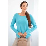 Kesi Włoski Women's sweater made of viscose with long sleeves and a round neckline turquoise Cijene