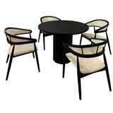 Hanah home Moon trpezarijski sto i stolice, 100x75x100 cm, 4 stolice, Crno-bijela | Eponuda.ba