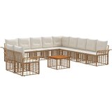  Set vanjskih sofa 12 pcs Prirodna i krema bijela Poliester - Prirodna i kremasto bijela sa stolom | shoptok.hr