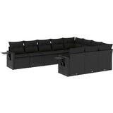  10-dijelni set vrtnih sofa s jastucima crni od poliratana | shoptok.hr