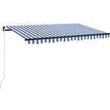 vidaXL Ročno zložljiva tenda z LED lučmi 450x350 cm modra in bela | Shoptok.si