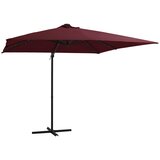 vidaXL Vrtni senčnik z LED lučkami bordo rdeč 250x250 cm | Shoptok.si