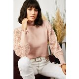 Olalook Women's Powder Sleeve Detailed Soft Textured Knitwear Sweater Cene