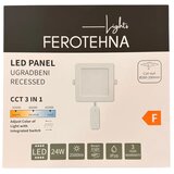 Ferotehna led rasvjeta ugradni panei 24 w 2500 lm, dip 3000/4000/6500K IP20 č bijeli | shoptok.hr