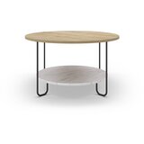 Marckeric Okrogla mizica z mizno ploščo v hrastovem dekorju v naravni barvi ø 80 cm Tonka – | Shoptok.si