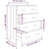 vidaXL Komoda bijela 79 x 40 x 103,5 cm od masivne borovine | shoptok.hr