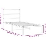  Metalni okvir za krevet s uzglavljem bijeli 90 x 190 cm | shoptok.hr