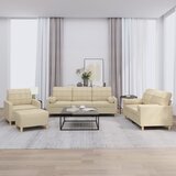 4-dijelni set sofa s jastucima krem od tkanine Cijene
