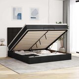  Otomanski okvir kreveta s madracima crni 200x200cm od tkanine | shoptok.hr