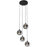 QAZQA Art deco viseča svetilka črna z dimnim steklom 4-light - Wallace Cene