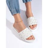 Shelvt Braided white women's flip-flops cene