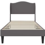  Krevetna konstrukcija Siva 90 x 190 cm Umjetna koža Slike