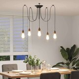 vidaXL obesek svetilka s 5 nosilci E27 Črna kovina | Shoptok.si
