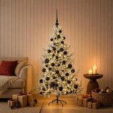  Umjetno božićno drvce s kuglicom 120 cm 150 LED lampica - Zelena i bijela 120 cm s LED-ima i crnim lopticama | shoptok.hr