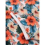 Ombre Cotton polo shirt with floral print - white | Shoptok.si