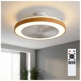 LED prigušiva plafonski ventilator LED/38W/230V 50 cm bela/smeđa + daljinski upravljač