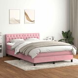 Box Spring krevet s madracem i LED ružičasti 160x220 cm baršun | shoptok.hr
