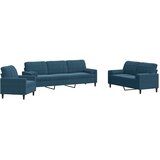  3-dijelni set sofa s jastucima plavi baršunasti | shoptok.hr
