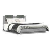 Furnova Posteljni okvir z vzglavjem siva sonoma 120x190 cm inž. les, (21940694) | Shoptok.si