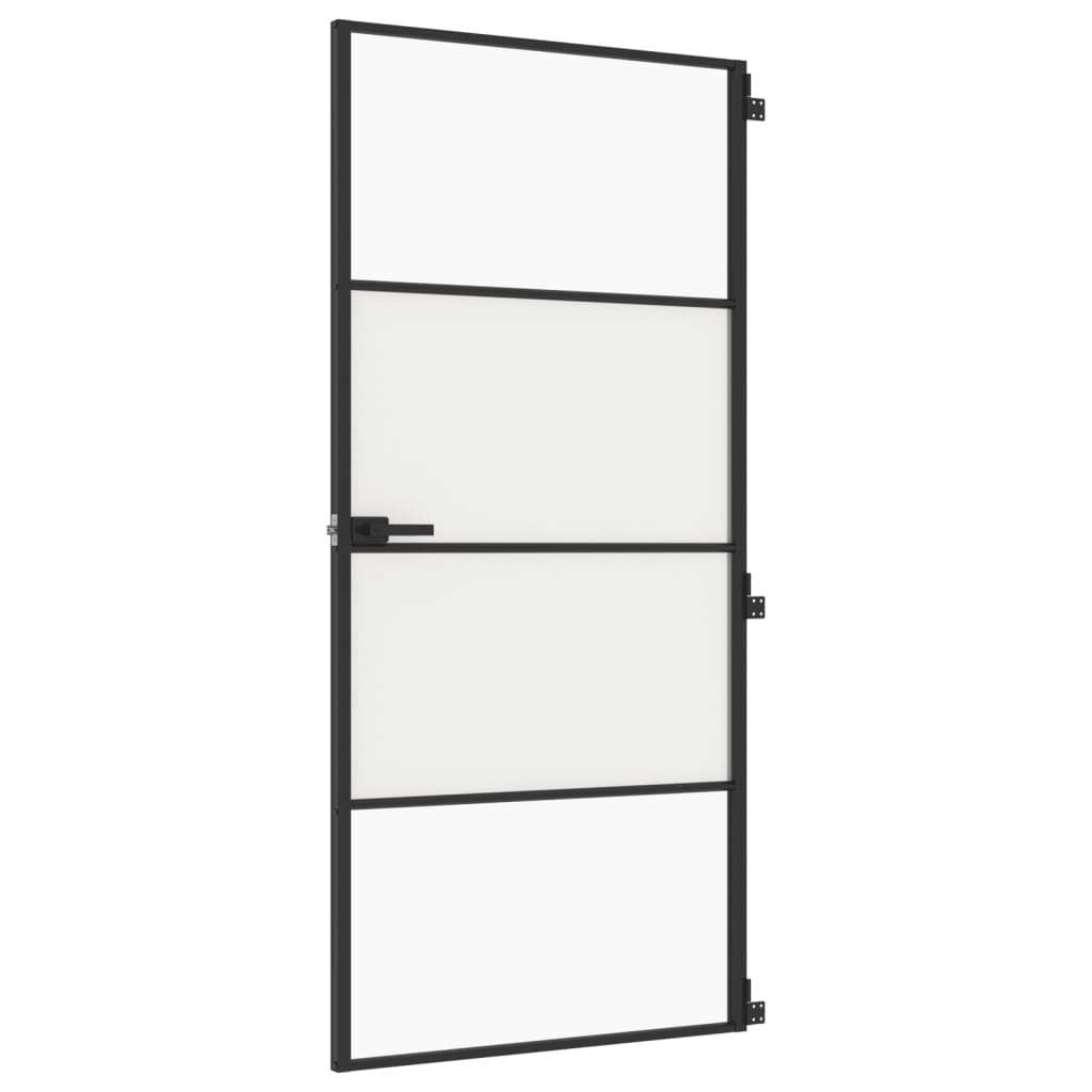 VidaXL Notranja vrata ozka črna 93x201,5 cm kaljeno steklo in aluminij Slike