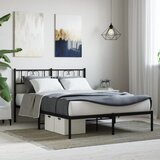 vidaXL Kovinski posteljni okvir z vzglavjem črn 135x190 cm Cene