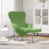 vidaXL jajčna stolica s footstoolom svetlo zelena žamet | Shoptok.si
