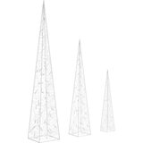  Set akrilnih ukrasnih LED stožaca hladni bijeli 60/90/120 cm | shoptok.hr