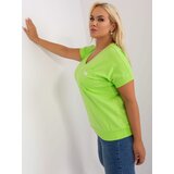 Fashion Hunters Light green women's blouse plus size with pocket Cene