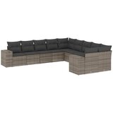  The Living Store Vrtna sedežna garnitura 10-delna z blazinami siv poli ratan - Vrtna Sedežna Garniture, (21443275) | Shoptok.si