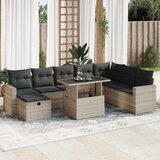  9-dijelni set vrtnih sofa od poliratana s jastucima svjetlosivi | shoptok.hr